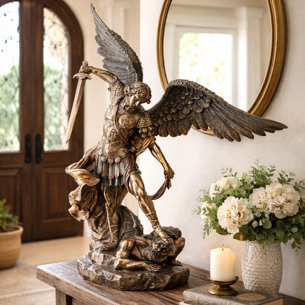 Veronese Design Santa Muerte Rosario Statue Ange priant de la Mort Finition Bronze Antique Veronese Design Santa Muerte Rosario Statue Ange priant de la Mort Finition Bronze Antique