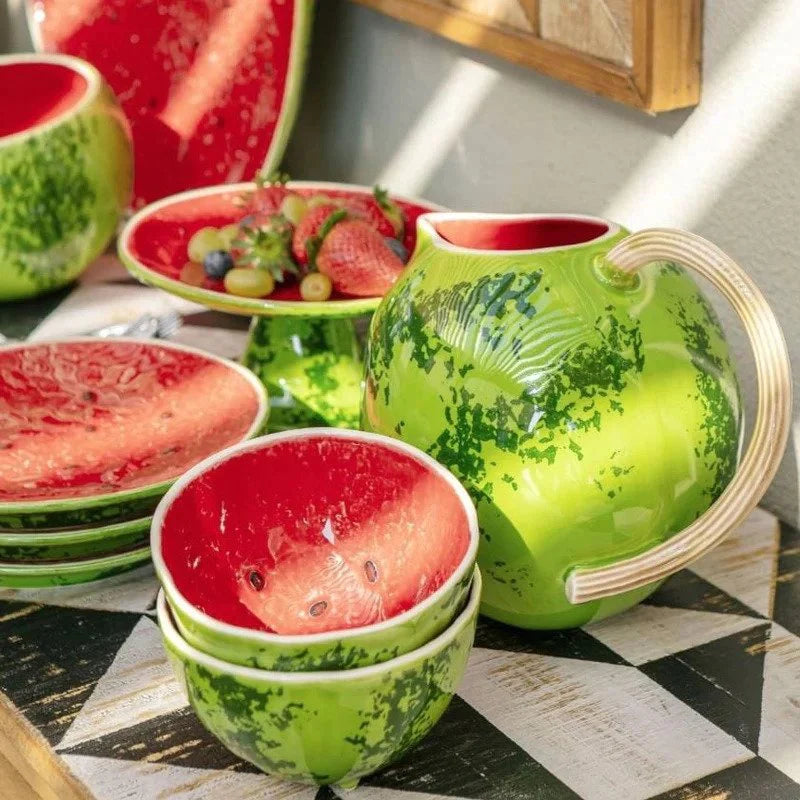 12 Ceramic Hand Painted Watermelon Bowls ! online made in Portugal 6 large bowls 6 med