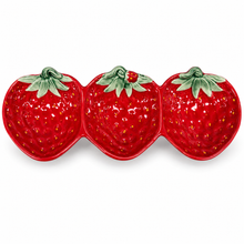 Load image into Gallery viewer, Portuguese Ceramic Strawberry Three-Section Serving Platter