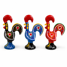 Load image into Gallery viewer, Hand-Painted Portuguese Rooster Figurines, Set of 3 - 2" Metal Roosters