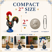 Load image into Gallery viewer, Hand-Painted Portuguese Rooster Figurines, Set of 3 - 2" Metal Roosters
