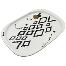 Load image into Gallery viewer, Ceramic Serving Tray with Geometric Black & White Design, Modern Abstract Pattern
