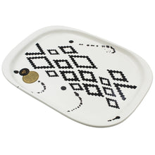 Load image into Gallery viewer, Ceramic Serving Tray with Geometric Black & White Design, Modern Abstract Pattern