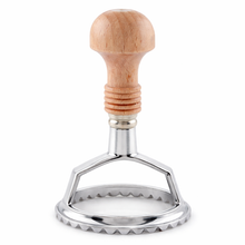 Load image into Gallery viewer, Portuguese Vertical Rissóis Cutter with Wooden Handle – Stainless Steel Pastry & Dumpling Mold