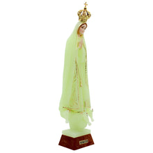Load image into Gallery viewer, Our Lady of Fatima Statue with Gold Crown, Glow in the Dark Finish
