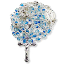 Load image into Gallery viewer, Our Lady of Fatima Rosary with Clear & Blue Beads, Medallion, and Case