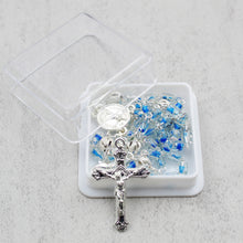Load image into Gallery viewer, Our Lady of Fatima Rosary with Clear & Blue Beads, Medallion, and Case