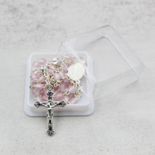 Load image into Gallery viewer, Our Lady of Fatima Rosary with Light Pink Beads and Case
