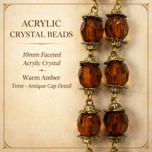 Load image into Gallery viewer, Our Lady of Aparecida Car Rosary – Amber Crystal & Antique Bronze, Catholic Rearview Mirror Charm