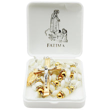 Load image into Gallery viewer, Our Lady of Fatima Rosary - White Mother of Pearl Oval Beads with Gold Tone Accents