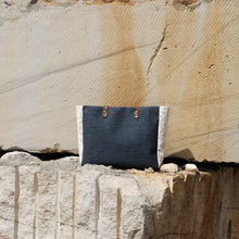 Load image into Gallery viewer, Praceta Lisboa Blue Canvas Tote Bag with Cream Azulejo Tile Design and Leather Straps