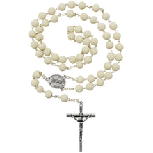 Load image into Gallery viewer, Our Lady of Fatima Rosary – Jasmine Scented 7mm Beads with Silver Tone Crucifix and Fatima Medallion