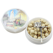 Load image into Gallery viewer, Our Lady of Fatima Rosary – Jasmine Scented 7mm Beads with Silver Tone Crucifix and Fatima Medallion