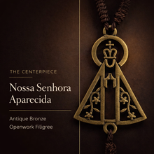 Load image into Gallery viewer, Our Lady of Aparecida Car Rosary – Bronze Medal & Crucifix, 8mm Brown Resin Beads