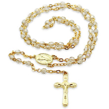 Load image into Gallery viewer, Our Lady of Fatima Rosary - 4mm Gold Plated Beads with Gold Tone Crucifix and Fatima Medallion
