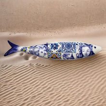 Load image into Gallery viewer, Blue Tile Azulejo Angels Decorative Ceramic Portuguese Sardine
