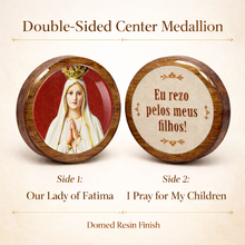 Load image into Gallery viewer, Our Lady of Fátima Wooden Rosary – 8mm Natural Wood Beads, Wooden Crucifix with Metal Corpus