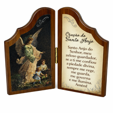Load image into Gallery viewer, Guardian Angel Wooden Diptych Prayer Plaque – Catholic Devotional Folding Panel