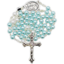 Load image into Gallery viewer, St. Joseph Rosary with Light Blue Beads, Medallion, and Case
