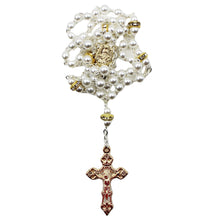 Load image into Gallery viewer, Our Lady of Fatima Elegant White Pearl Gold Rosary