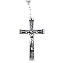 Load image into Gallery viewer, Our Lady of Fatima Rosary – 8mm Crystal Beads with Silver Tone Crucifix