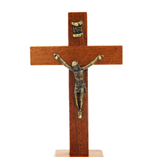 Load image into Gallery viewer, 4.5" Wooden Made in Portugal Altar Crucifix With Stand
