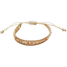 Load image into Gallery viewer, Champagne Woven Friendship Bracelet – Adjustable Cord Design with Gold Accents and Pale Blush Glass Beads