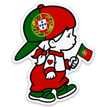 Load image into Gallery viewer, Portuguese Girl with Flag & Hat Stickers, Set of 3