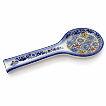 Load image into Gallery viewer, Portuguese Azulejo Ceramic Spoon Rest - Blue & White Tile Pattern Utensil Holder