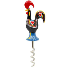 Load image into Gallery viewer, Traditional Hand-Painted Portuguese Good Luck Rooster Bar Set with Corkscrew, Bottle Opener & Stopper