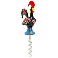 Load image into Gallery viewer, Traditional Hand-Painted Portuguese Good Luck Rooster Bar Set with Corkscrew, Bottle Opener & Stopper