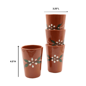 João Vale Hand-Painted Traditional Terracotta Cup, Set of 4