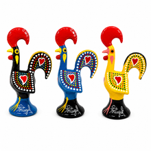 Load image into Gallery viewer, Hand-Painted Portuguese Rooster Figurines, Set of 3 - 3.25" Metal Roosters