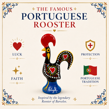 Load image into Gallery viewer, Hand-Painted Portuguese Rooster Figurines, Set of 3 - 3.25" Metal Roosters