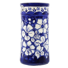 Load image into Gallery viewer, Hand-Painted Portuguese Terracotta Blue &amp; White Floral Wine Bottle Holder
