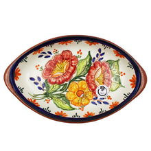 Load image into Gallery viewer, Hand-Painted Portuguese Pottery Clay Terracotta Floral Boat Platter
