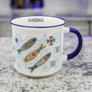 Blue Tile Azulejo and Sardine 12 oz. Ceramic Coffee Mug