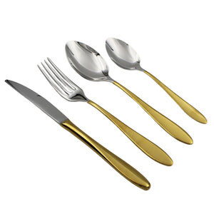 Cristema Colombo Gold 130-Piece Silverware Flatware Cutlery Stainless Steel Set
