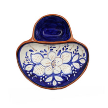 Load image into Gallery viewer, Hand-painted Portuguese Pottery Clay Terracotta Blue Floral Olive Dish

