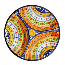 Load image into Gallery viewer, Hand-painted Portuguese Pottery Clay Terracotta Colorful Divided Dish Plate
