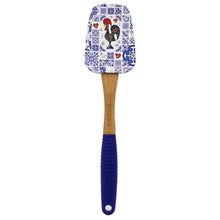 Load image into Gallery viewer, Portuguese Azulejo Silicone Baking Spatula with Rooster Design & Wooden Handle