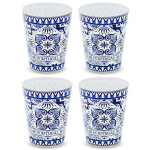 Load image into Gallery viewer, Set of 4 Portuguese Shot Glasses – Blue & White Azulejo Tile Design