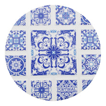Load image into Gallery viewer, Set of 4 Portuguese Ceramic Coasters with Cork Backing – Blue White Azulejo Tile Design