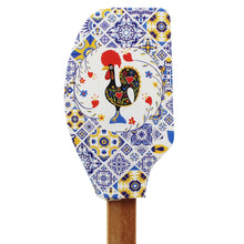 Load image into Gallery viewer, Traditional Portuguese Azulejo and Rooster Design Silicone Spatula with Wooden Handle
