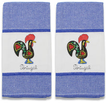 Load image into Gallery viewer, Set of 2 Portuguese Rooster Kitchen Dish Towels – 100% Cotton Decorative Towels in Blue Design