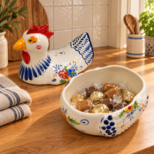 Load image into Gallery viewer, Portuguese Hand-Painted Ceramic Chicken Jar with Lid