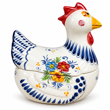 Load image into Gallery viewer, Portuguese Hand-Painted Ceramic Chicken Jar with Lid