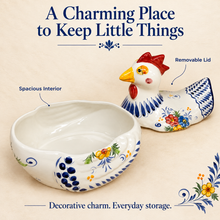 Load image into Gallery viewer, Portuguese Hand-Painted Ceramic Chicken Jar with Lid
