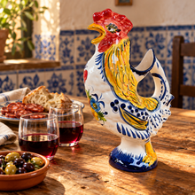 Load image into Gallery viewer, Portuguese Hand-Painted Floral Ceramic Rooster Pitcher