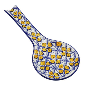 Hand-painted Decorative Ceramic Portuguese Azulejo Floral Spoon Rest